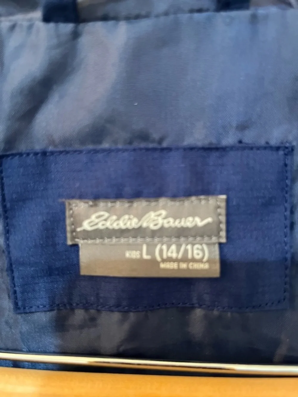 Eddie‎ Bauer Youth Large 14-16 Hooded Windbreaker Full Zip Jacket Blue Navy